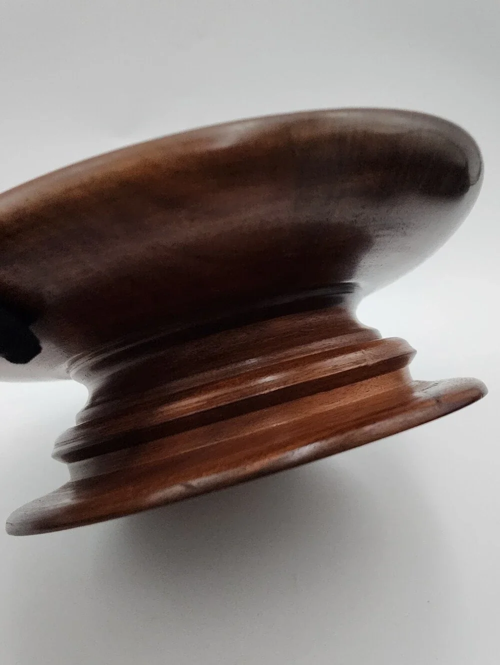 Mid-Century Modern Real Walnut Wood Small Pedestal Serving Bowl